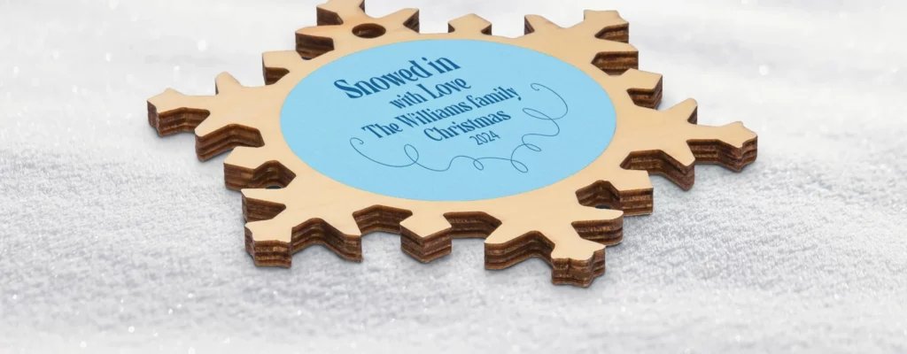 Personalized wooden snowflake ornament