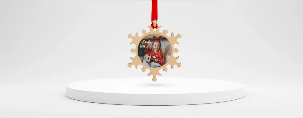Personalized wooden snowflake ornament