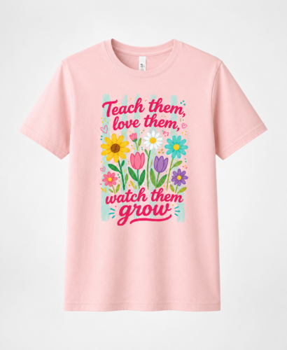 Premium teacher T-shirt for school spirit, varsity-style designs, subject puns, and classroom quotes. 