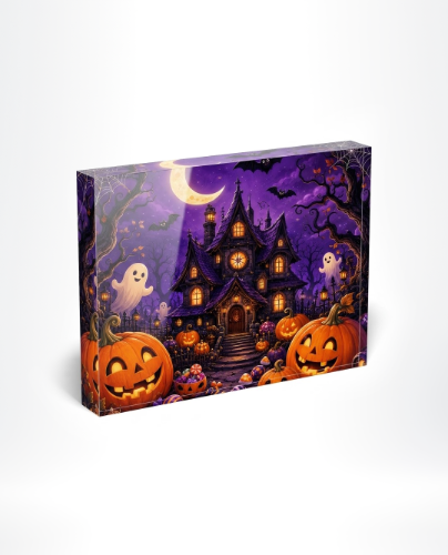 Acrylic Block for spooky shelf displays, compact halloween desk decor, and premium accent pieces. 