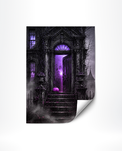 Adhesive Poster for halloween wall decorations, pumpkin art, haunted house scenes, and party backdrop designs. 