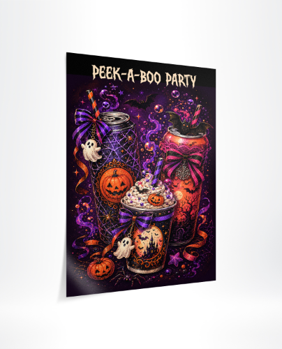 Poster for vintage halloween art, retro horror prints, trick-or-treat typography, and spooky illustration designs. 
