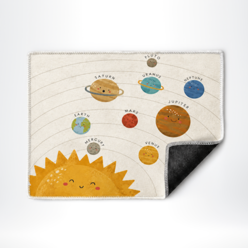 Flat classroom rug for reading corners, school colors, learning zones, and soft educational patterns. 