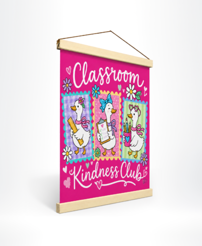 Premium classroom wall hanging for inspirational quotes, subject icons, and educational artwork.
